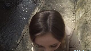Outdoor Agent mom with good long natural titted gets creampied