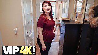 "DEBT4k. Bank agent gives pregnant MILF delay in exchange for quick sex"