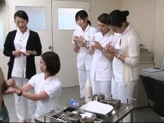 Lustful Asian nurses satisfy their intense desire for cock