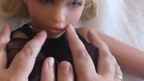 Fingering my sexdoll, squeezing her big tits, she moans a lot