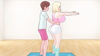 Yoga instructor fucks that busty blonde in this adult cartoon