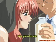 Chained hentai gets milking her massive tits and toying