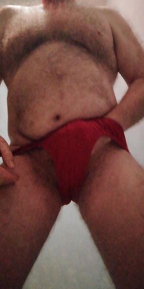 Stroking My Bulge in Tight Red Stepdad Briefs, Wanking Until I Blow a Huge Creamy Load..
