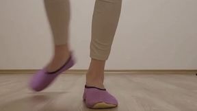 Slippers on foot, workout