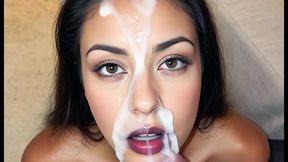 impossible cum load on ebony black girl s face. she gives a handjob and takes massive load. cum wash (ai generated)