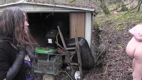 Evil lesbian witch crushes their female working slaves at her country estate