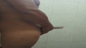 Colombian babe gets interrupted while enjoying some solo fun in the bathroom