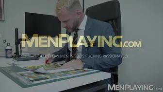 Guillaume Wayne and Malek Tobias bareback fuck in office toilet