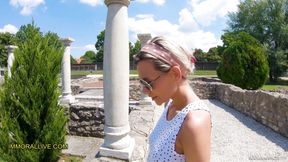 Busty blonde step mom goes to the roman ruins with her stepson learns something new!