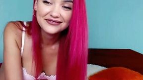 busty redhead enjoys lovense lush and fingers pussy and ass