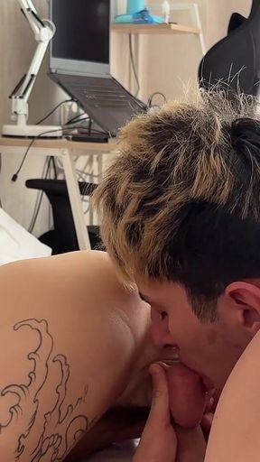 Two Hung Twinks Facefuck a Cute Smooth Twink Then Spitroast His Tight Ass