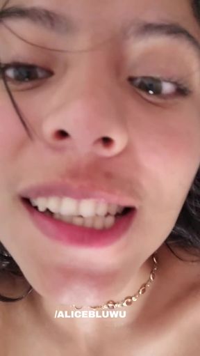 Tiny latina teen plays with her barely legal boobs