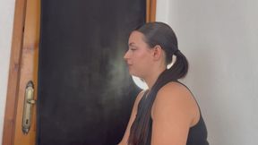 SANDY NOSE EXHALES SMOKE