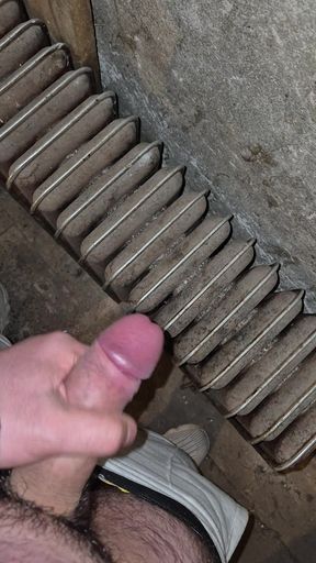 Bulgarian thick meaty cock cums on dirty stove in basement
