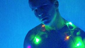 Jerking off in Christmas Lights