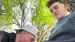 Step Bro Sucks Him Off in the Backyard Til He Busts