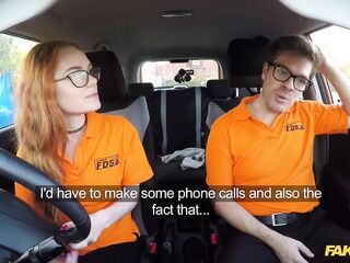 Elle Hughes and her beautiful tiny UK body permeated by large dick in a car - Fake Driving School