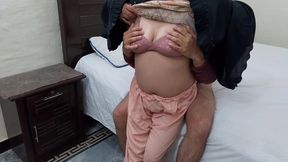 Indian hijabi girl need promotion from office boss in hotel room