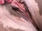 Rubbing my juicy lips
