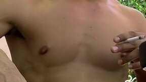 ”Jerking off outside the house after I blow my stick”