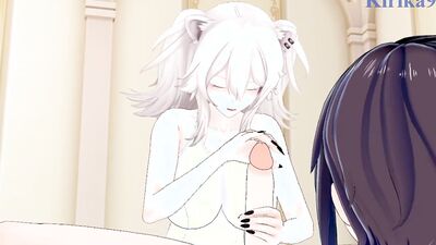 White School Swimsuit gets her tight pussy pounded at the Spa by Hololive Tuber Hentai