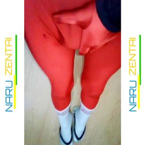 Fun At Home Wearing a Red Zentai Costume