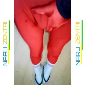 Fun At Home Wearing a Red Zentai Costume