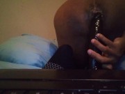 Black soft asshole penetrated by 11in dildo pt4