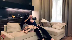 Megan Inky fucks an old man in his home on the couch