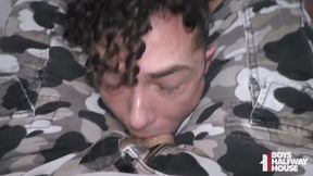 Tight teen hole stretched raw while bound gagged bareback poing POV