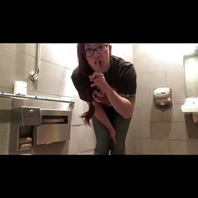 Quick Public Restroom Masturbation Show