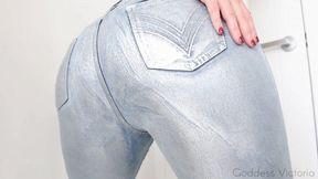 Worship My Ass in Honey Denim Glitter Jeans