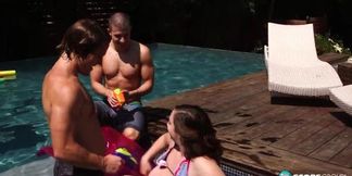 Pool Party DP featuring Boy fucks and Creampie