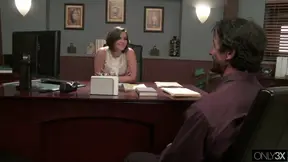 Horny Brunette In Lingerie Gets Fucked By Her Boss And Eats His Cum Premium Edit