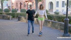 Skater Boy Gets His Dick Sucked & Creams Small Tits Outdoors