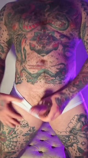 Tattooed Dom Sweaty Cumshot Alpha Video POV