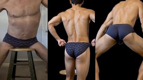 short short deep stretch - long version - ai stretching on stool in tight short shorts, combined scenes of hot fit twink stud body types stretching and showing off