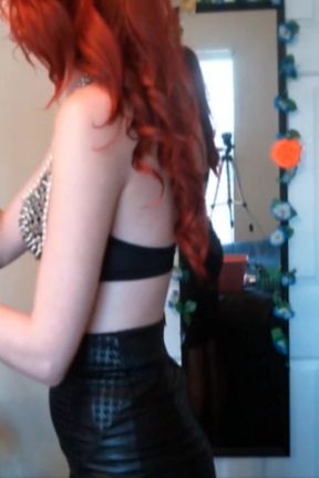 Redhead femdom teaching her slave how to dress like a lady