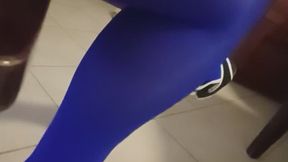 POV Blue Thigh-Highs & Wedge Sandals – Tip Toe, Dangling & Legs Crossing