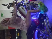 Sexy Colombian Latina in Bikini on Motorbike