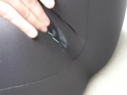 Creamy NZ pussy squirts through tights