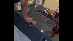 Busty Hispanic babe takes big black cock at wild porn party