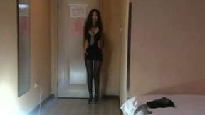 Leggy and kinky brunette posed and danced for me in her black stuff