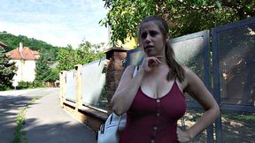 Real busty babe picked up for public outdoor sex