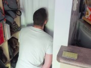 Sucking an Uncut Tradie at my Homemade Gloryhole