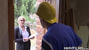 'Smutty Blonde Beauty Gobbles Worker's Load'