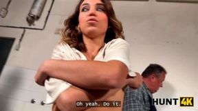 HUNT4K Young lady is cheating on her BF with Boss and having real orgasms