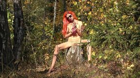 dildo in the autumn forest!