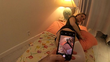 Stepbrother fucks stepsister while she is talking on the phone to her boyfriend