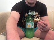 Stuffing Belly & Cumming Twice! Rubbing Cum on Stomach Bulge! Inflation